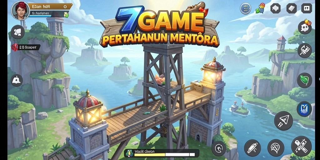 Screenshot gameplay Tower Defense dari 7GAME yang mendebarkan.