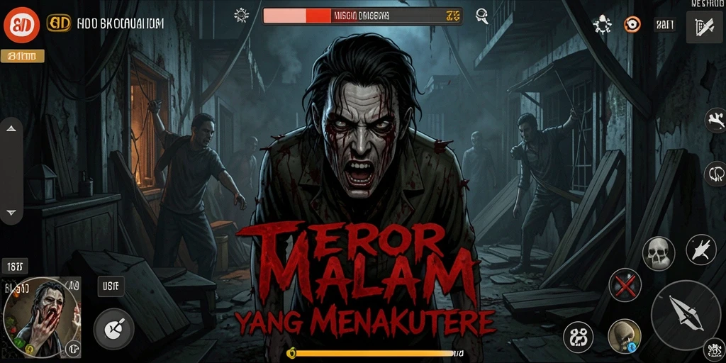 Screenshot gameplay 8ID menampilkan momen tegang saat menghadapi makhluk horor.