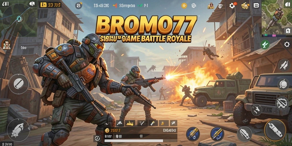 Gambaran gameplay BROMO77 yang seru dalam pertempuran Battle Royale.