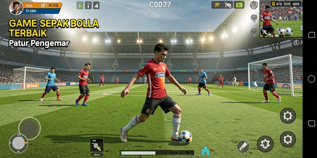Gameplay intens dari C0077 yang menampilkan aksi sepak bola nyata.