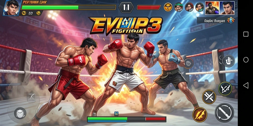 Tampilan menarik dari gameplay EVIP3 dengan pertarungan yang mendebarkan.