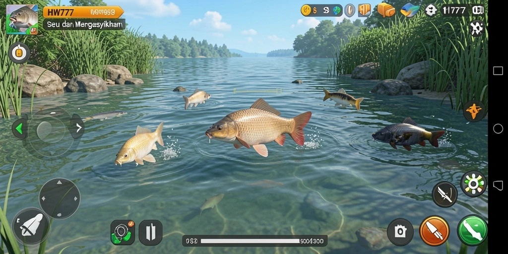 Tampilan menarik gameplay memancing di HW777.