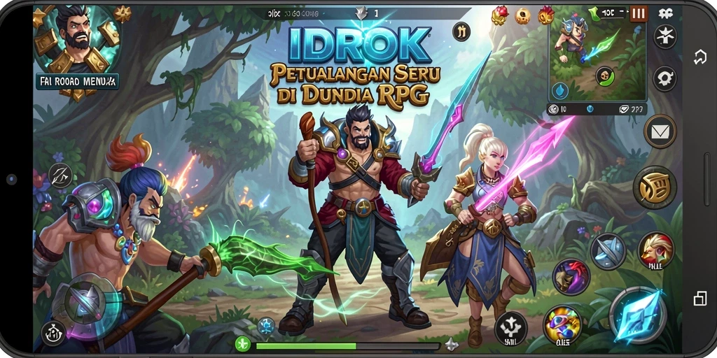 Tampilan gameplay IDROK yang memukau dan penuh aksi RPG.