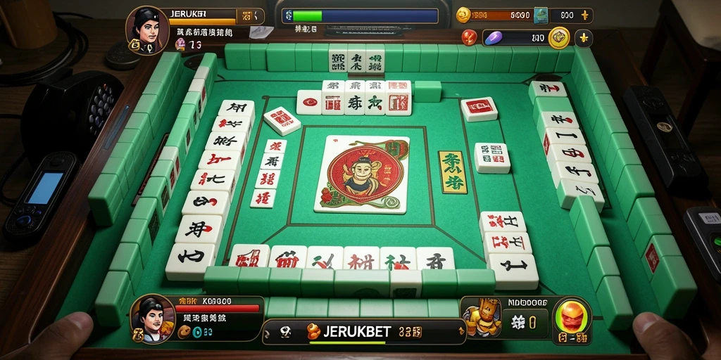 Gameplay menarik di JERUKBET dengan ubin Mahjong yang berwarna-warni.