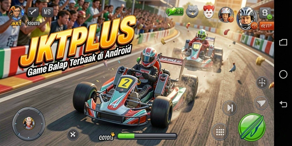 Screenshot JKTPLUS menampilkan aksi balap yang mendebarkan dan grafis menawan.