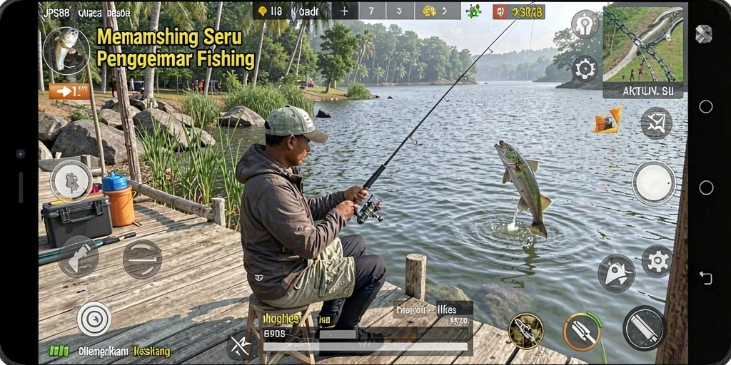 Screenshot gameplay JPS88 menampilkan aksi menangkap ikan yang seru.
