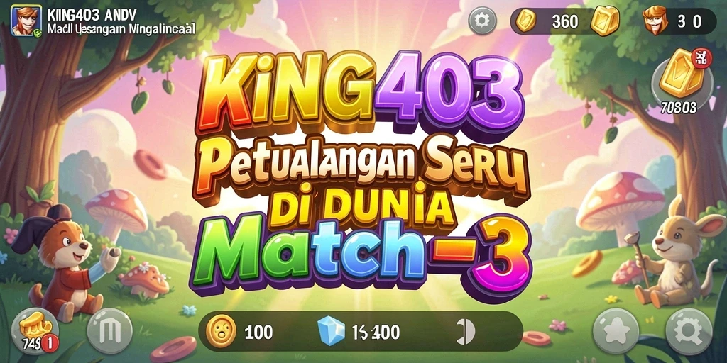 Tangkapan layar dari KING403 menampilkan aksi gameplay Match-3 yang seru.