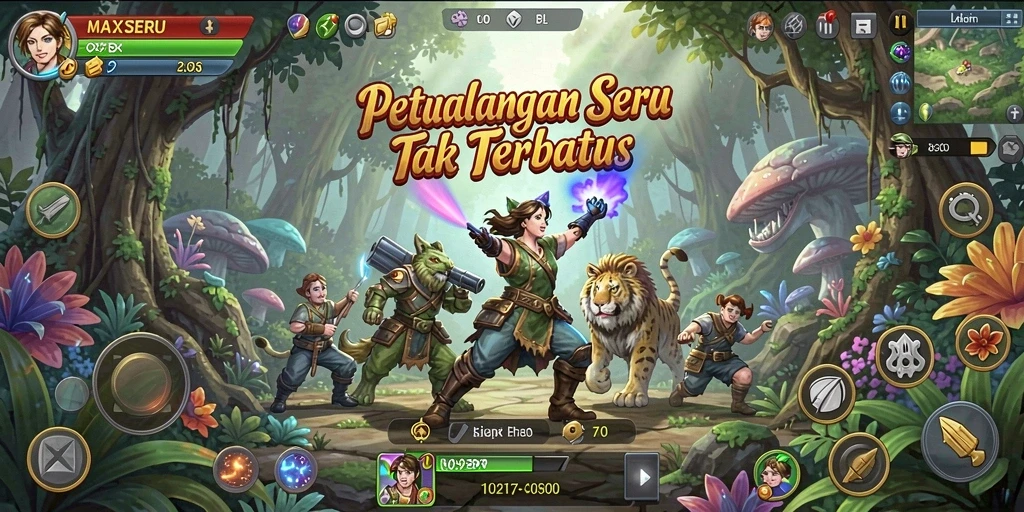 Screenshot gameplay MAXSERU menampilkan petualangan seru yang penuh tantangan.