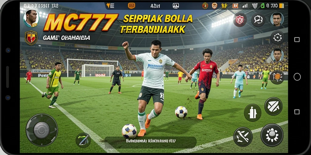 Gameplay dinamis dan seru dalam permainan sepak bola.