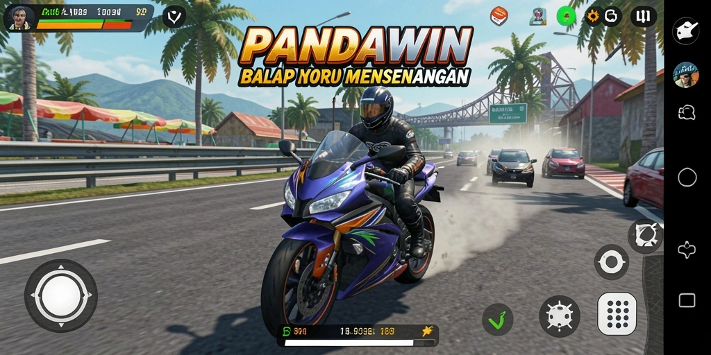 Tangkapan layar permainan balap motor yang penuh aksi dan menegangkan.