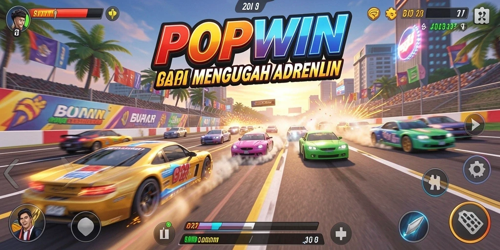 Tampilan seru dari gameplay balapan di POPWIN.