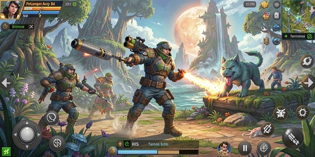 Gambaran mendebarkan dari gameplay RK55 dalam dunia ARPG.