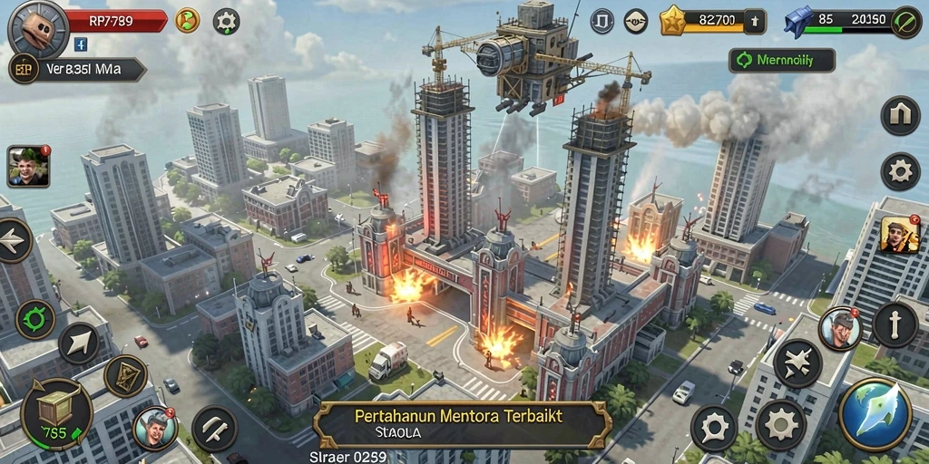 Tangkapan layar menunjukkan strategi menara pertahanan yang mendebarkan.