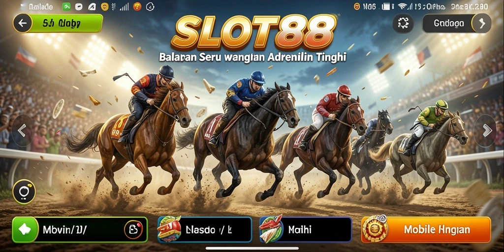 Screenshot game SLOT88 menunjukkan aksi balapan yang mendebarkan.
