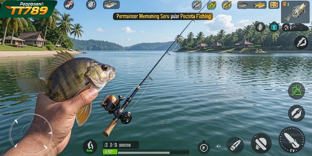 Tampilan memukau dari gameplay memancing di TT789, dengan ikan yang beragam.