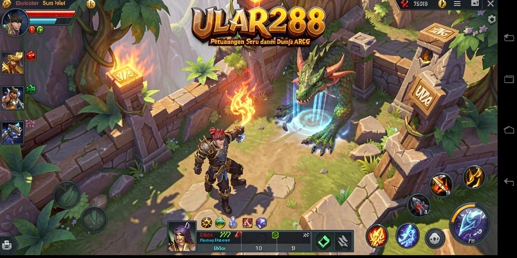 Screenshot gameplay ULAR288 menampilkan pertarungan epik dalam dunia ARPG.