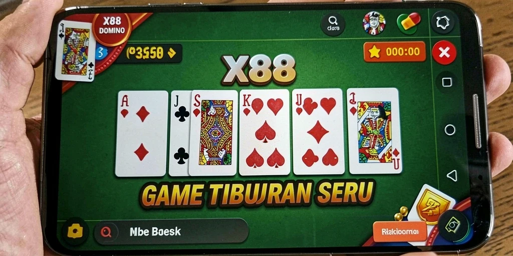 Tangkapan layar utama X88 menampilkan gameplay Domino yang seru.